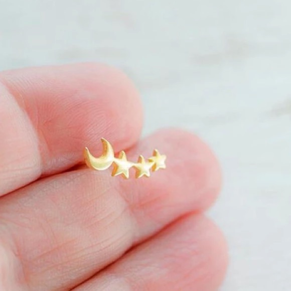 NEW!💙💎💛GOLDEN⭐️STARS🌙MOON💛💎💙AWESOME! PRETTY - Picture 4 of 8